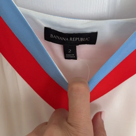 NWT Banana Republic Pleated Midi Dress Size 2. Blue, White And Red - Picture 4 of 9